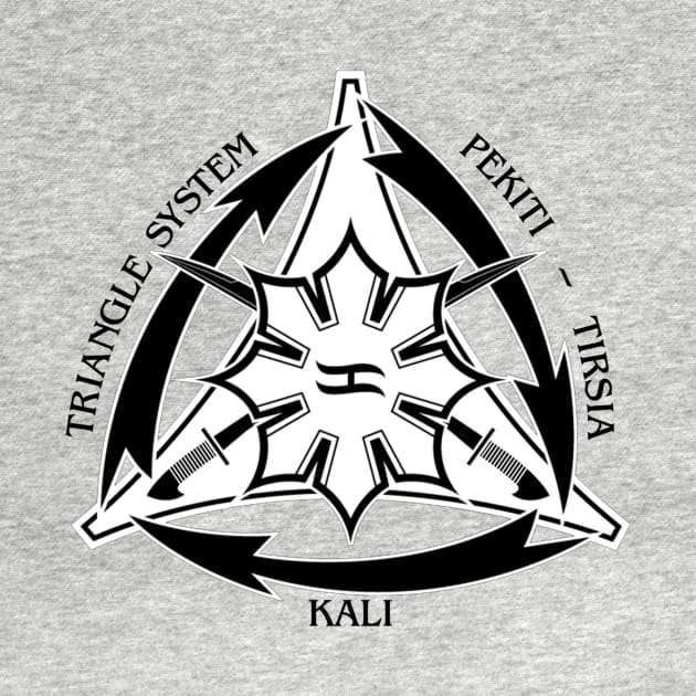 Upper Left Chest Triangle System with Swords and Black Lettering by DubiousTeeDesigns